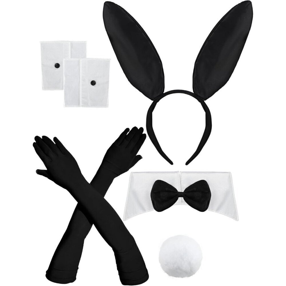 Halloween Women Bunny Costume Set Accessories Includes Headband Gloves Tails